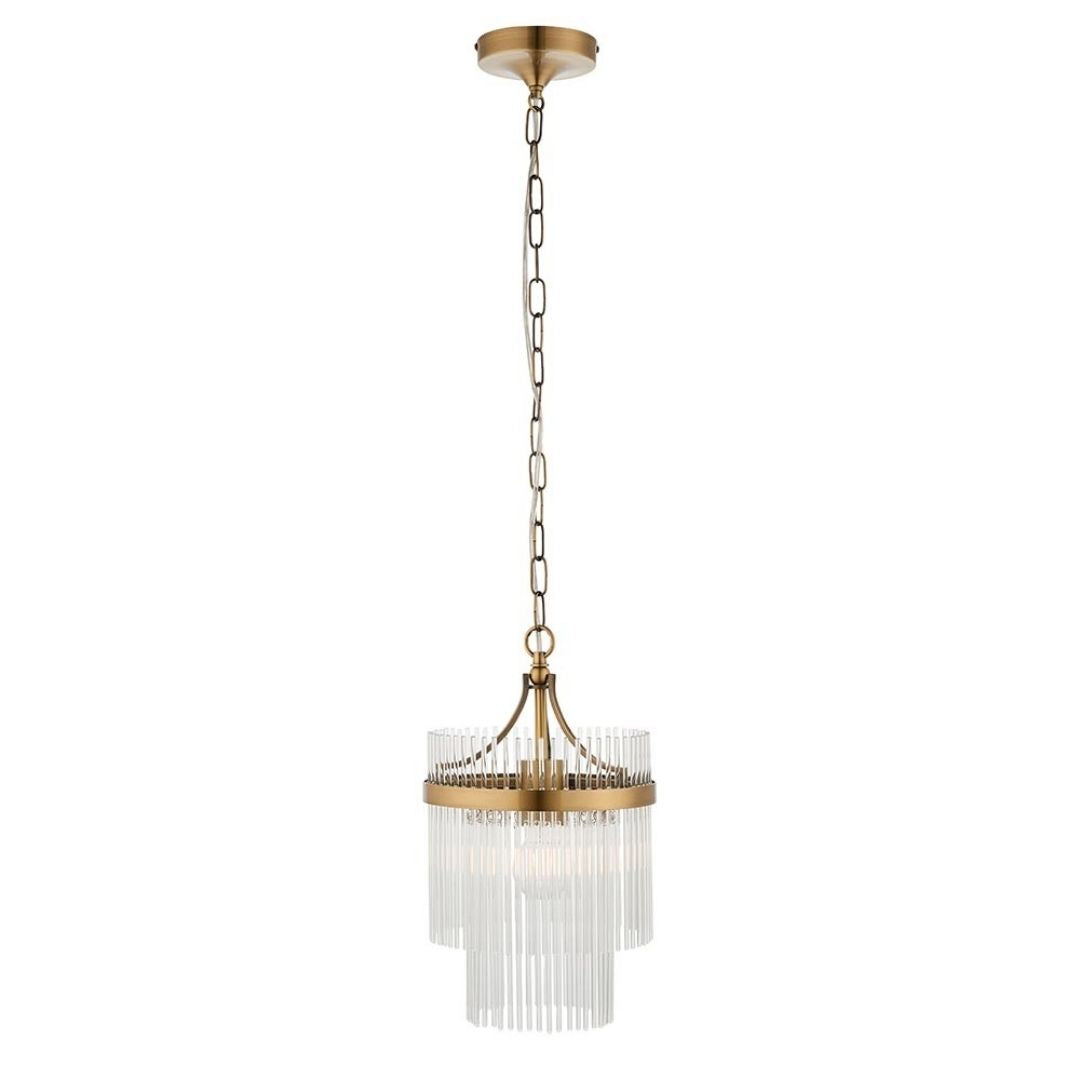 Marietta Antique Brass & Glass Pendant Ceiling Light