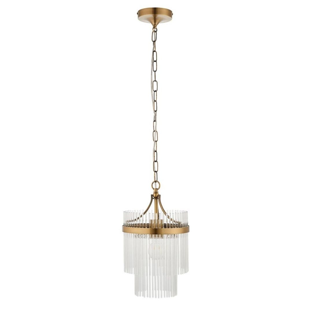 Marietta Antique Brass & Glass Pendant Ceiling Light