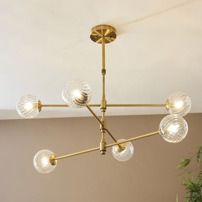 Vitali 6 Light Brass & Glass Pendant Ceiling Light