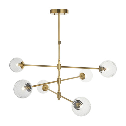 Vitali 6 Light Brass & Glass Pendant Ceiling Light