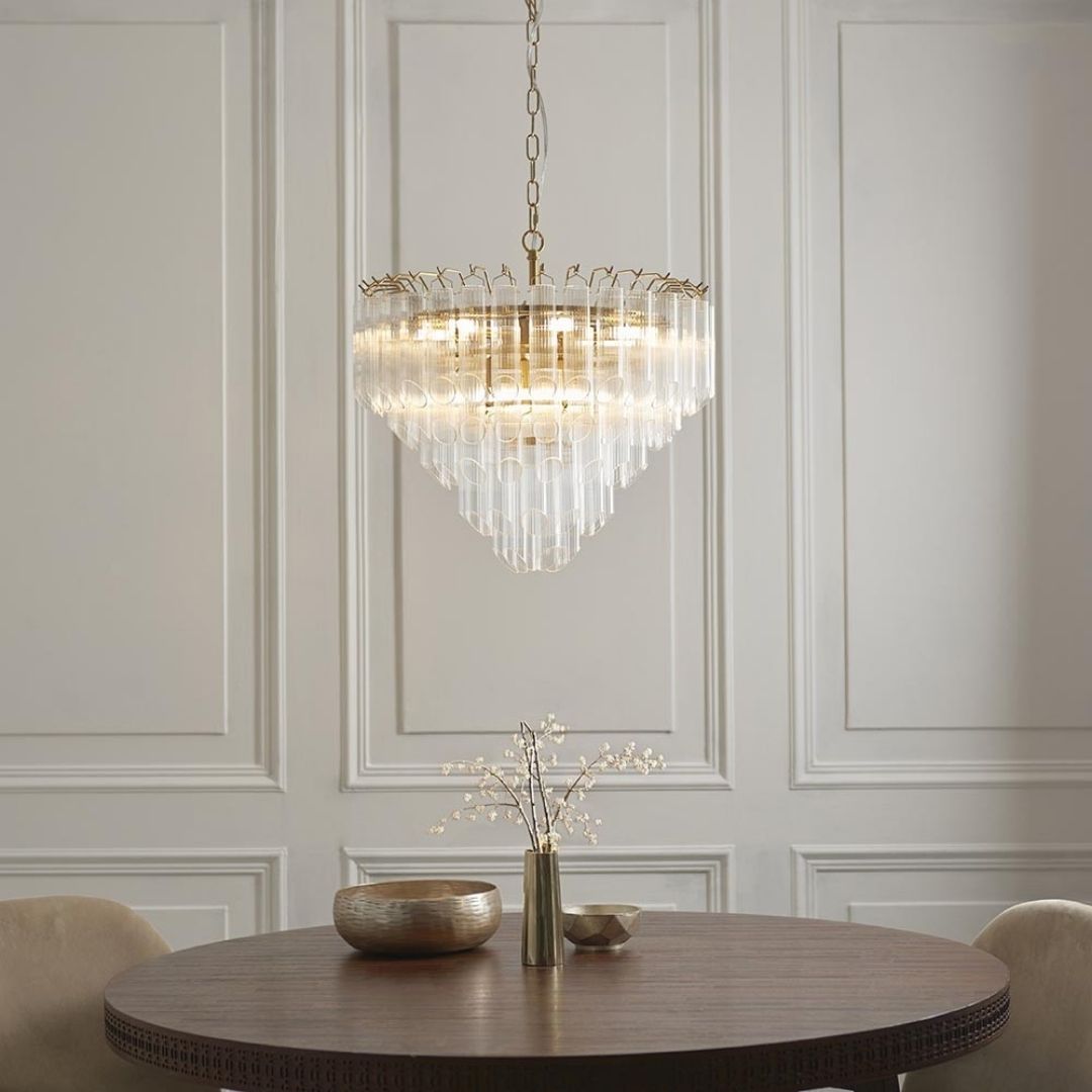 Toulouse 12 Light Gold & Glass Pendant Ceiling Light