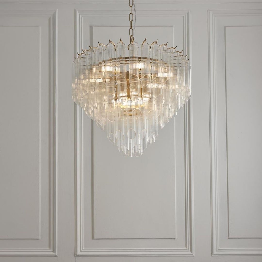 Toulouse 12 Light Gold & Glass Pendant Ceiling Light