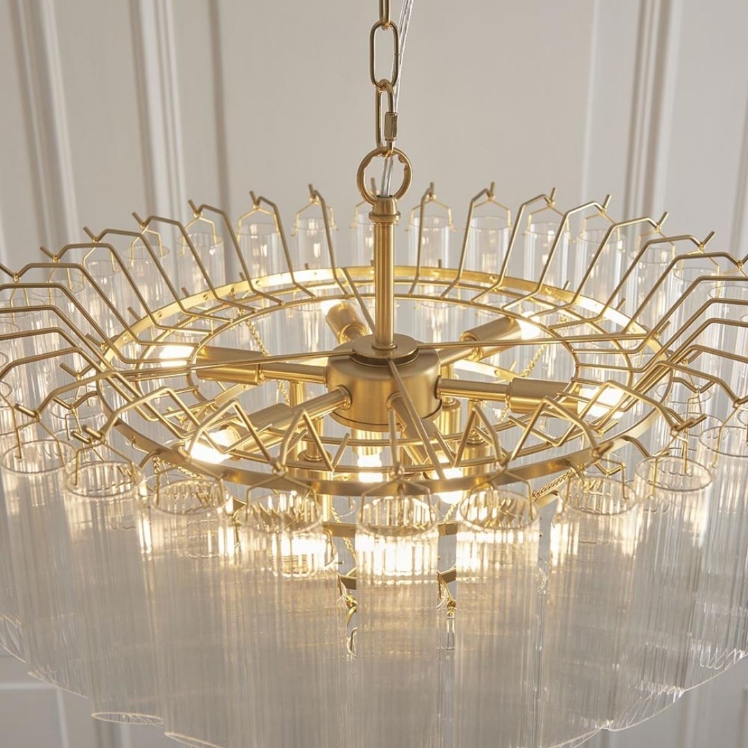 Toulouse 12 Light Gold & Glass Pendant Ceiling Light