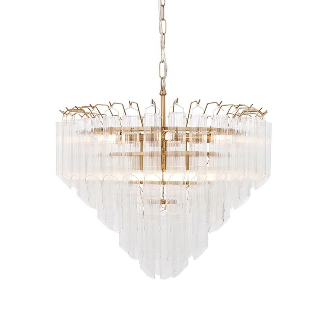 Toulouse 12 Light Gold & Glass Pendant Ceiling Light