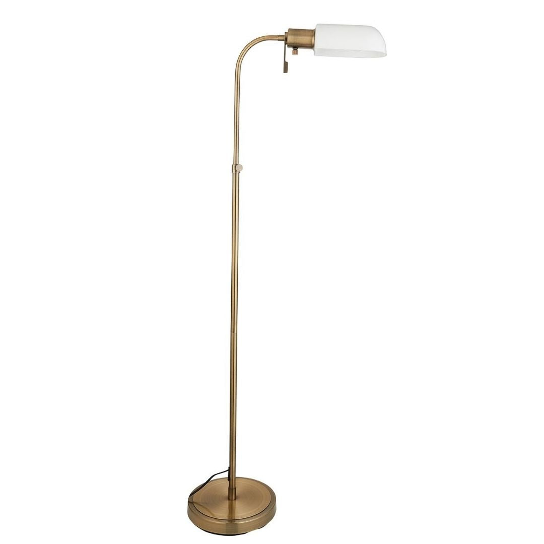 Pharmacy Antique Brass & Glass Task Floor Lamp