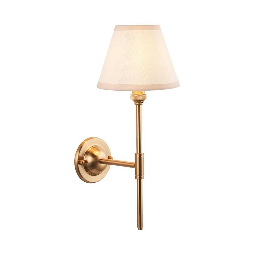 Dome Brass Wall Light with 16cm White Shade