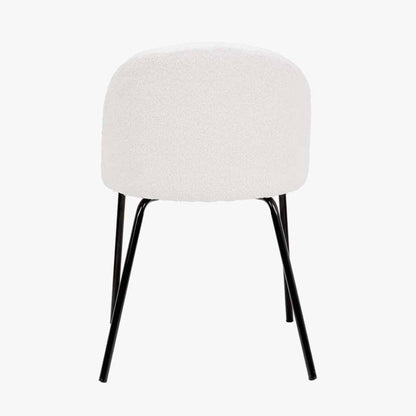 Turi White Bouclé Fabric and Black Metal Dining Chair