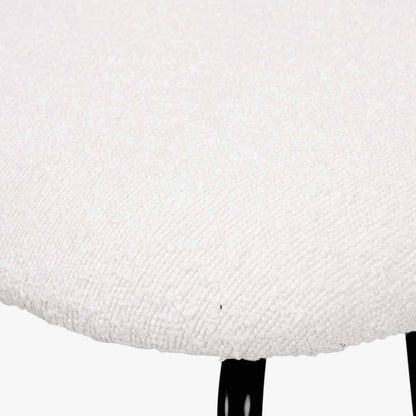 Turi White Bouclé Fabric and Black Metal Dining Chair