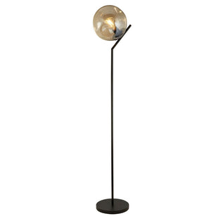 Punch Black Metal and Champagne Punched Glass Floor Lamp