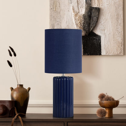 Groove Navy Blue Table Lamp