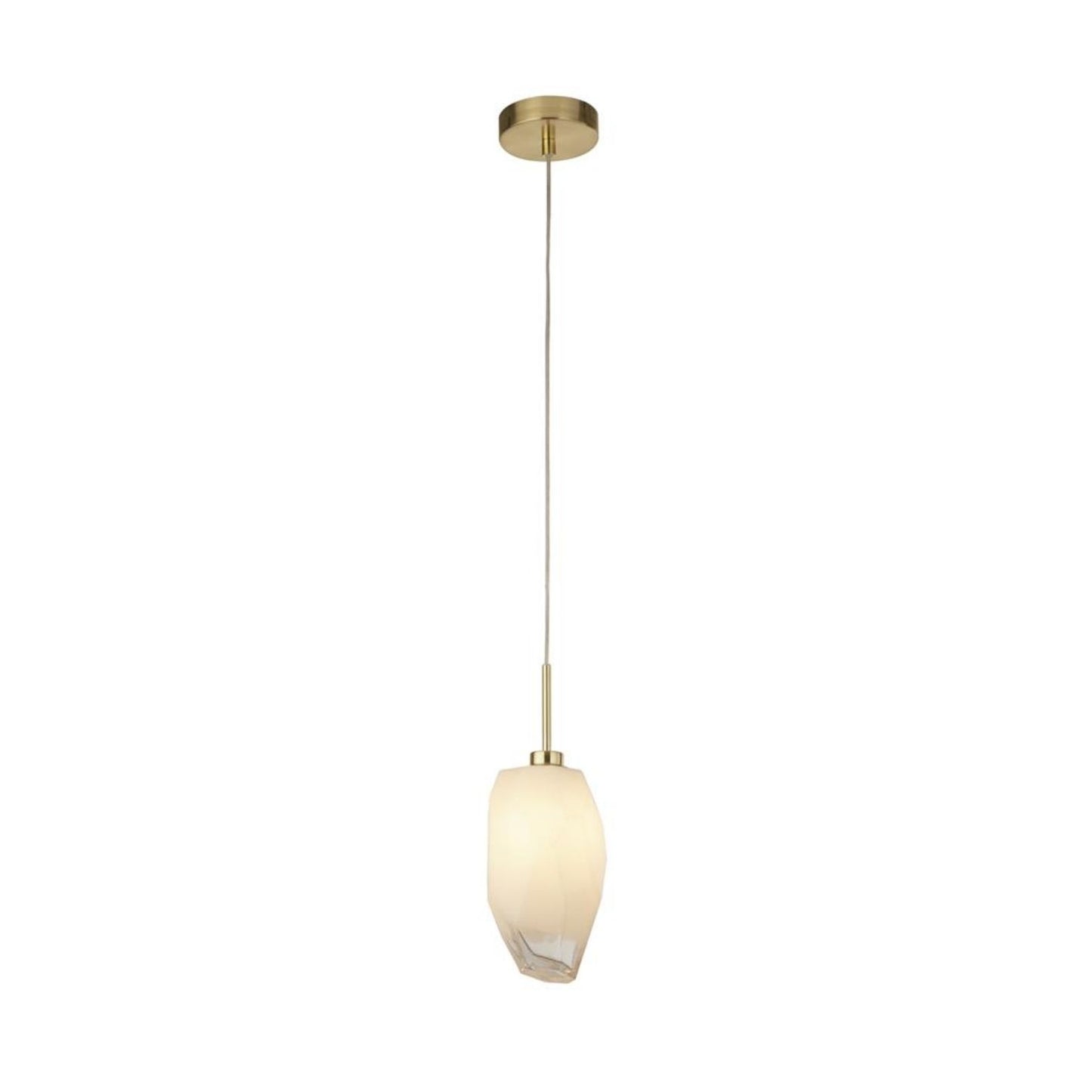 Rocky 1 Light Satin Brass & Glass Pendant Ceiling Light