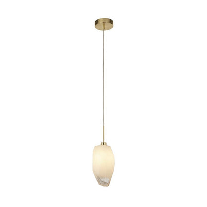 Rocky 1 Light Satin Brass & Glass Pendant Ceiling Light