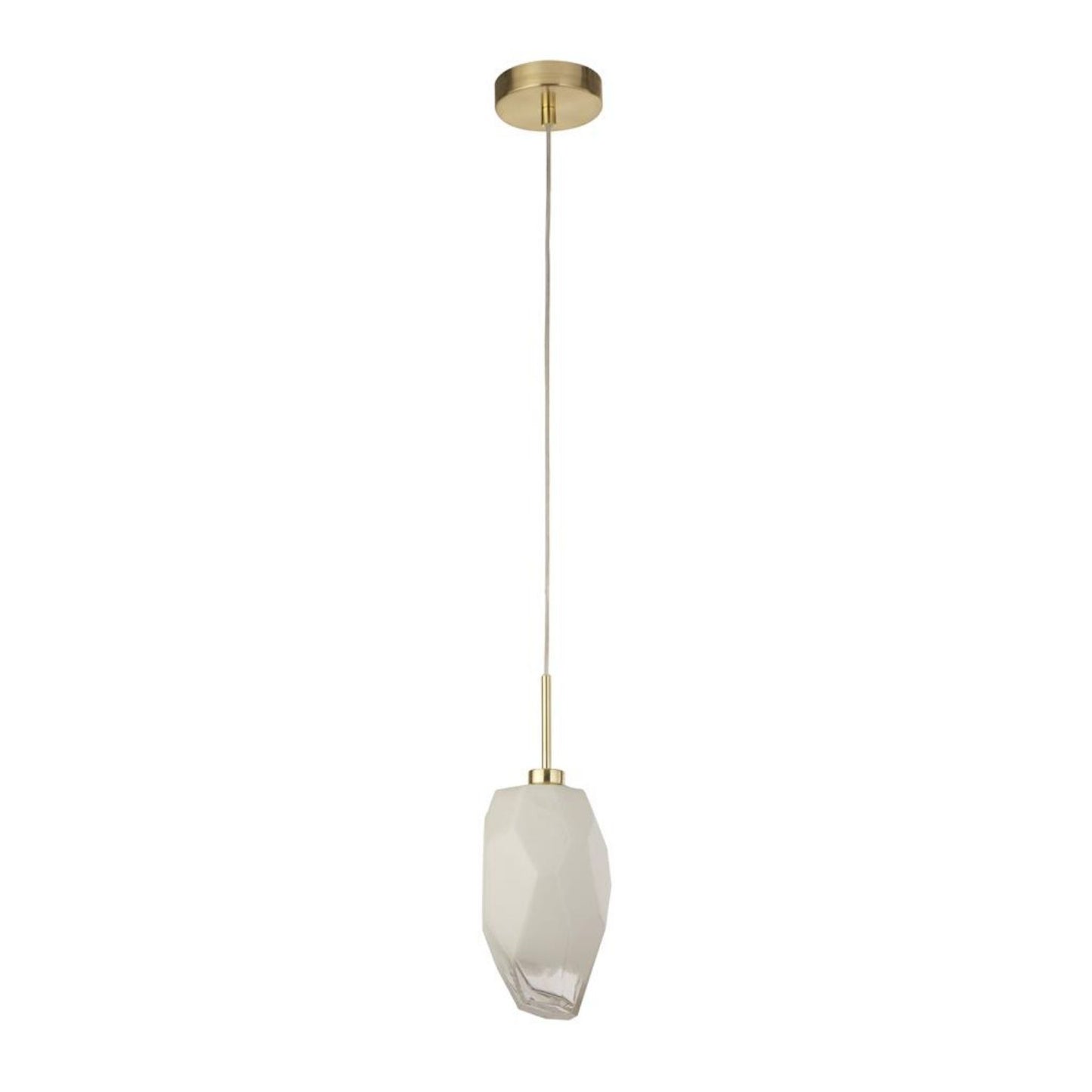 Rocky 1 Light Satin Brass & Glass Pendant Ceiling Light