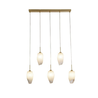 Rocky 5 Light Satin Brass & Glass Pendant Bar