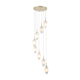 Rocky 8 Light Satin Brass & Glass Pendant Ceiling Light