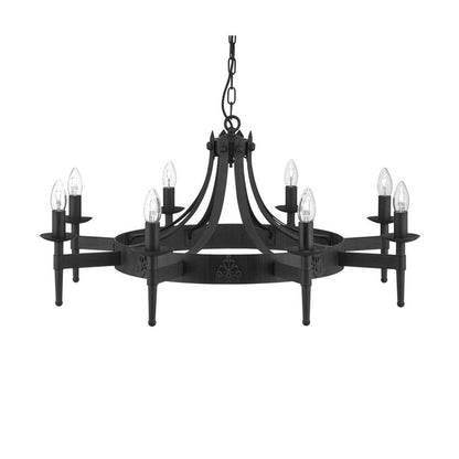 Cartwheel 8 Light Black Chandelier Pendant