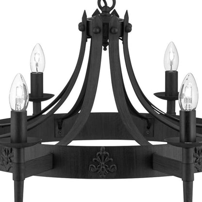 Cartwheel 8 Light Black Chandelier Pendant