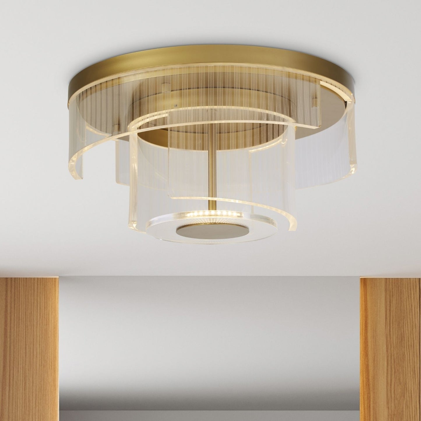 Deco Gold & Clear LED Flush Ceiling Light