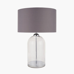 Cloche Silver & Glass Table Lamp with White Shade