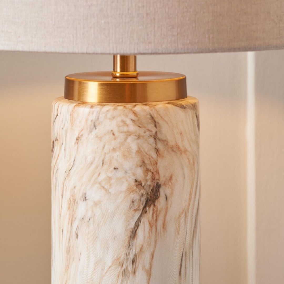 Carrara Marble Effect Tall Ceramic Table Lamp