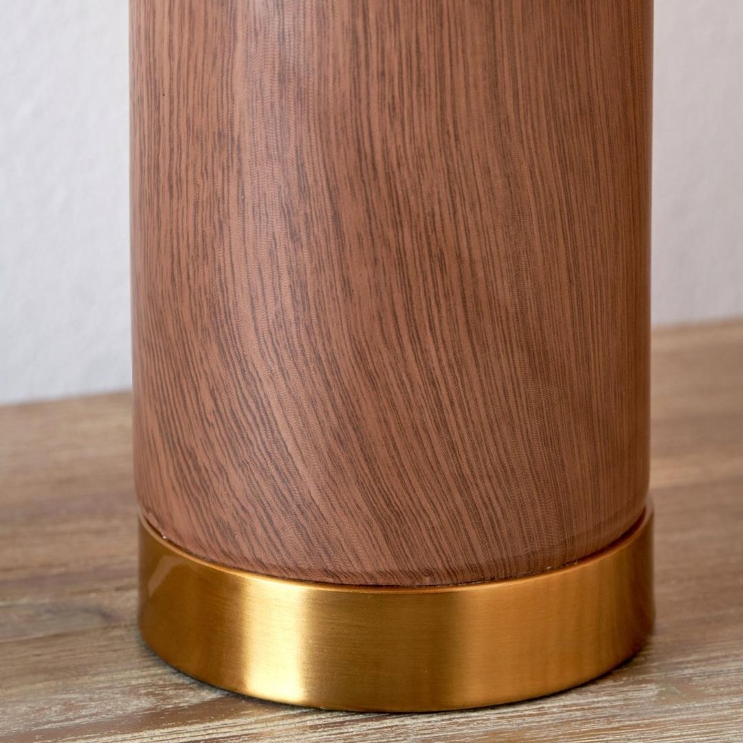 Carrara Wood Effect Tall Ceramic Table Lamp