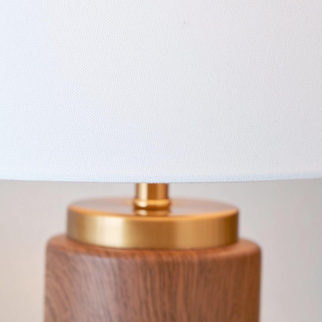 Carrara Wood Effect Tall Ceramic Table Lamp