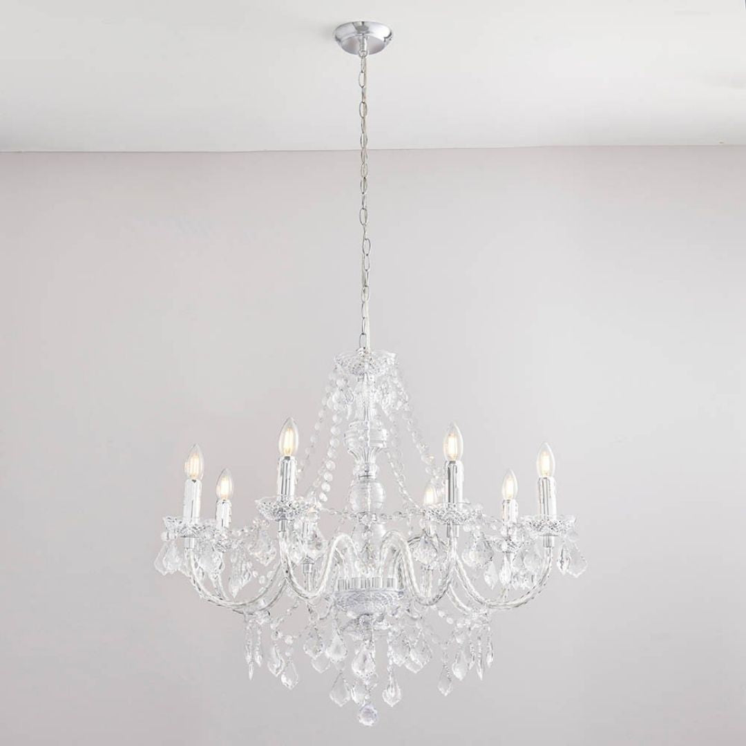 Clarence 8 Light Clear & Chrome Chandelier