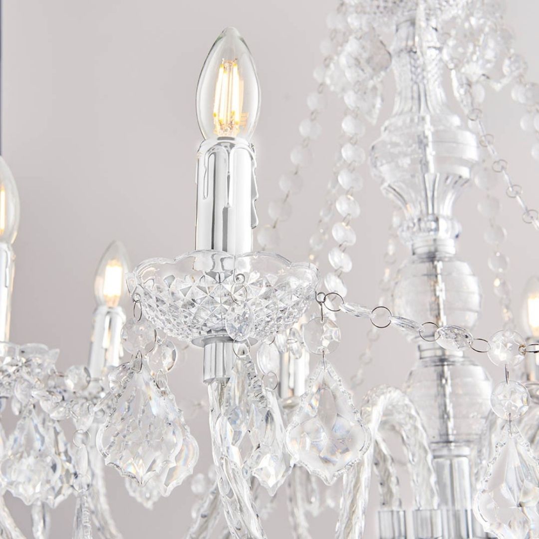 Clarence 8 Light Clear & Chrome Chandelier