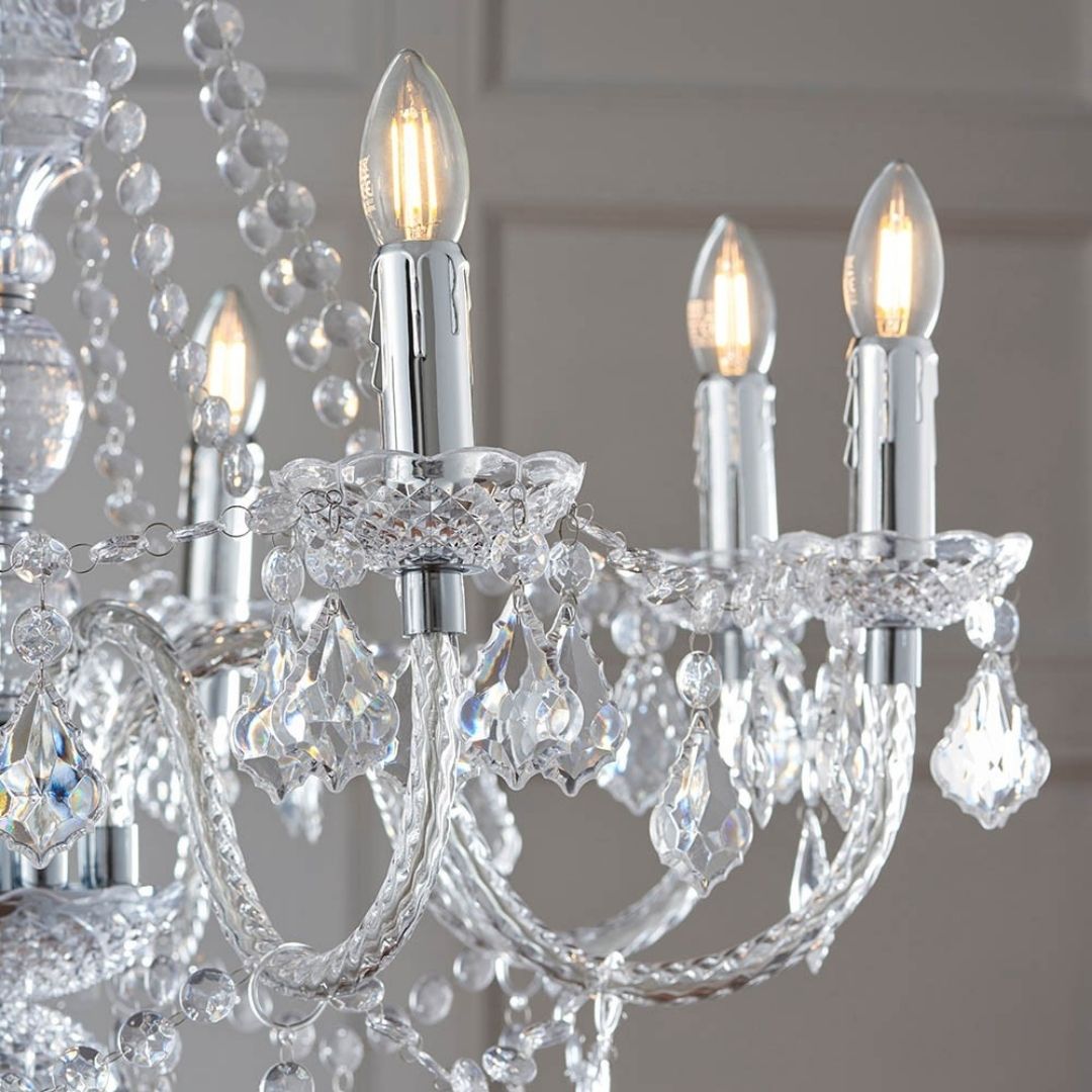 Clarence 8 Light Clear & Chrome Chandelier