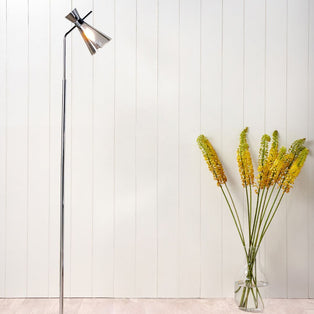 Monroe Smoked Glass & Silver Task Floor Lamp