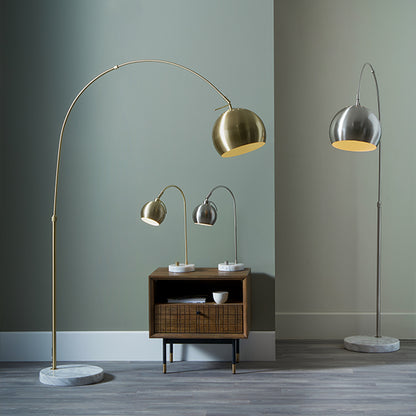 Feliciani Brushed Silver & Marble Task Floor Lamp