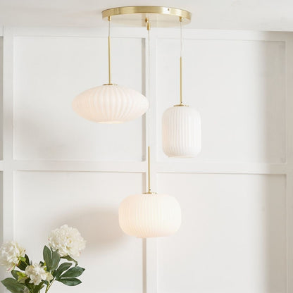 Alexa 3 Light White and Gold Pendant Ceiling Light