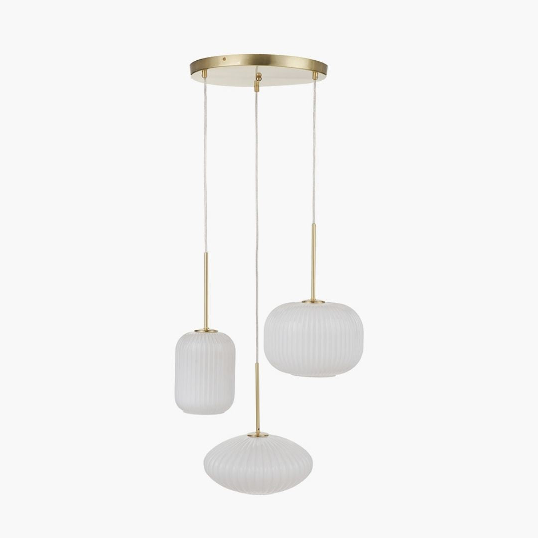 Alexa 3 Light White and Gold Pendant Ceiling Light