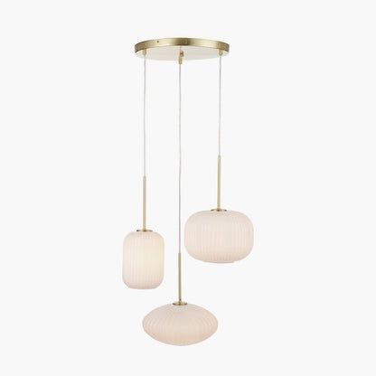 Alexa 3 Light White and Gold Pendant Ceiling Light