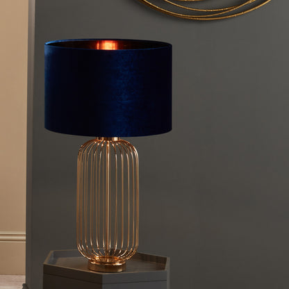 Bow 40cm Saphire Blue Velvet Cylinder Shade