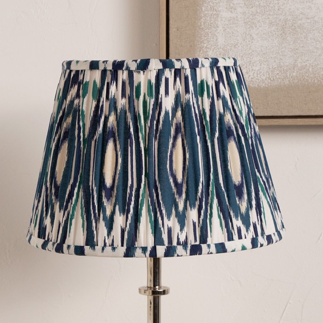 Izara 45cm Blue Ikat Pleated Tapered Shade