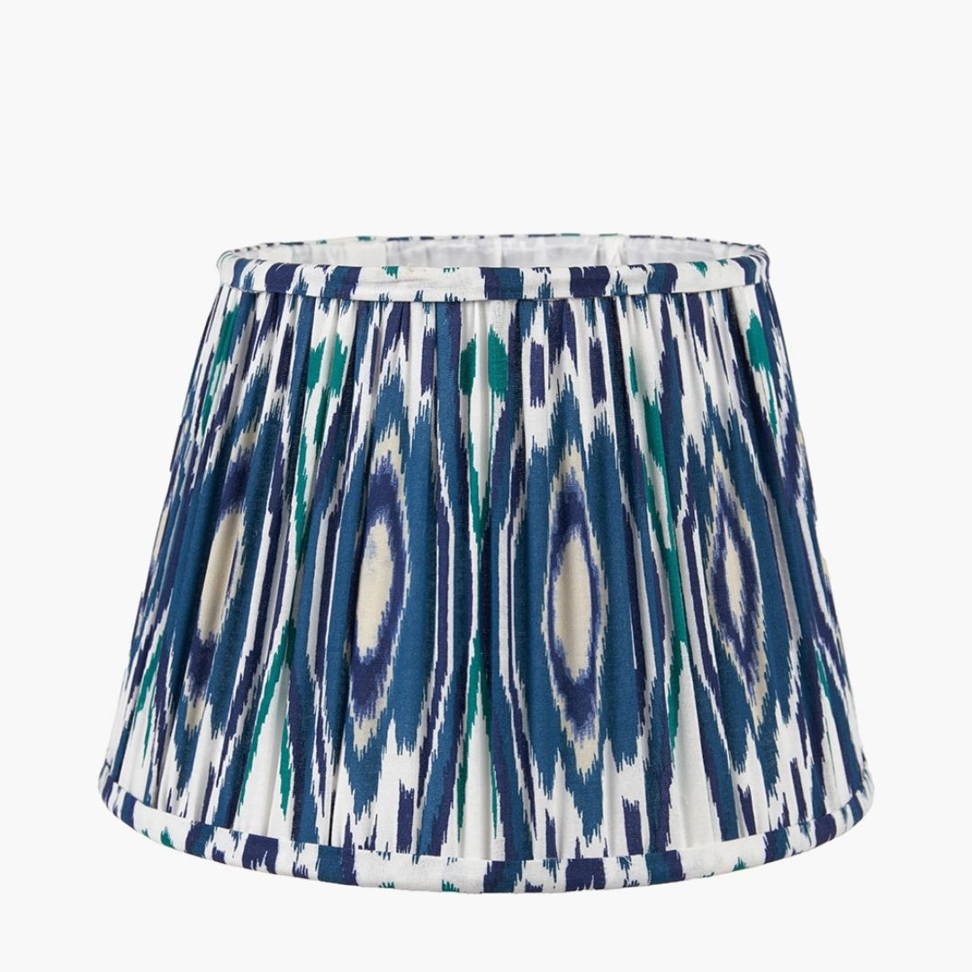 Izara 35cm Blue Ikat Pleated Tapered Shade