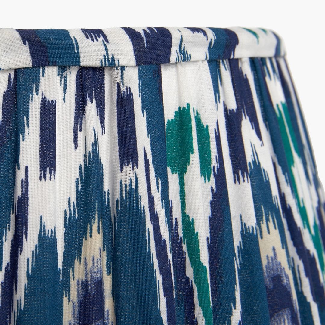 Izara 35cm Blue Ikat Pleated Tapered Shade