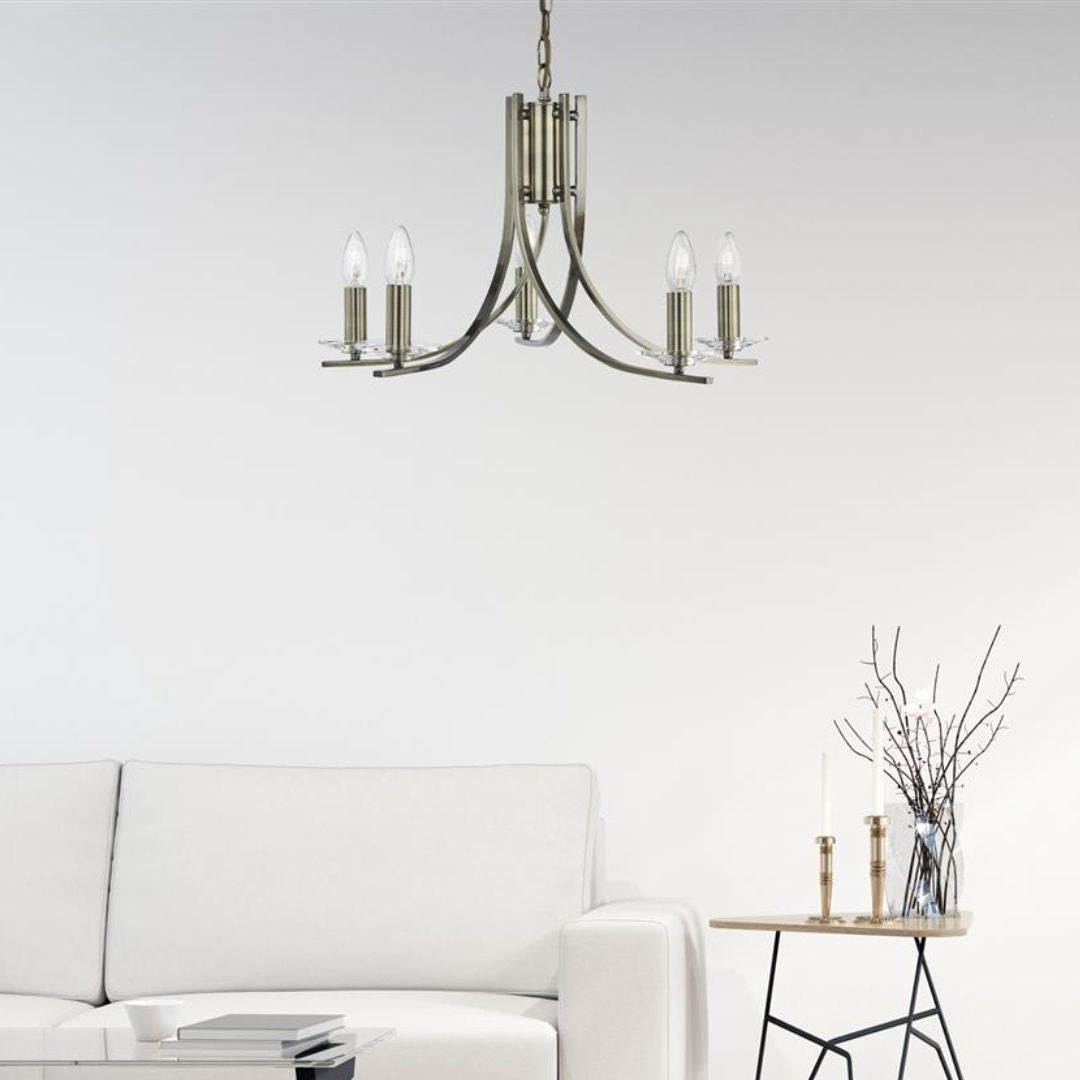 Ascona 5-Light Antique Brass Chandelier Ceiling Light