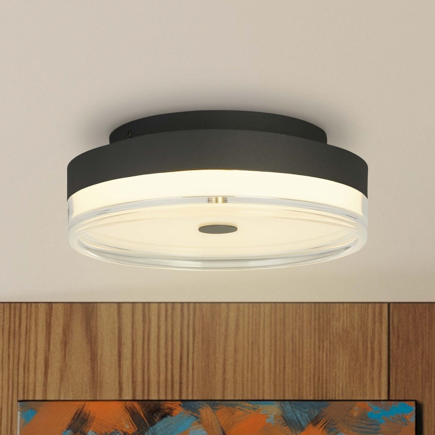 Cyprus Black & Clear LED Flush Ceiling Light