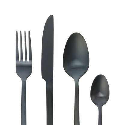 16 Piece Matte Black Cutlery Set