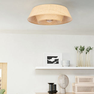 Marford Wooden Flush Ceiling Light