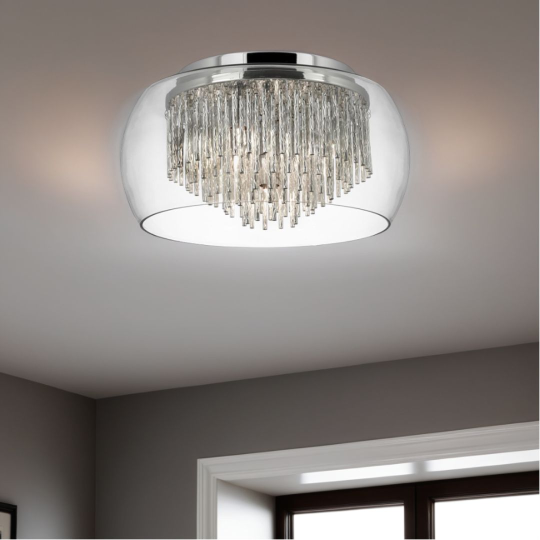 Curva 4 Light Chrome and Glass Flush Ceiling Light