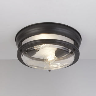 Glasgow 2 Light Black & Clear Glass IP44 Flush Ceiling Light