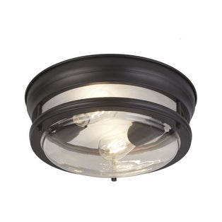 Glasgow 2 Light Black & Clear Glass IP44 Flush Ceiling Light