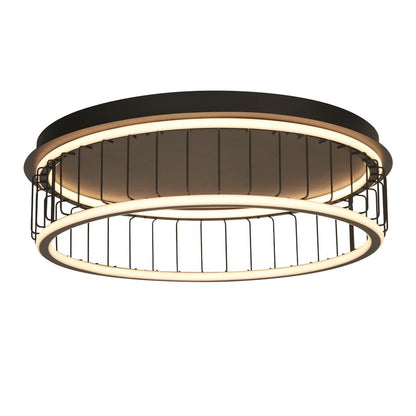 Circolo Black Cage LED Flush Ceiling Light Large