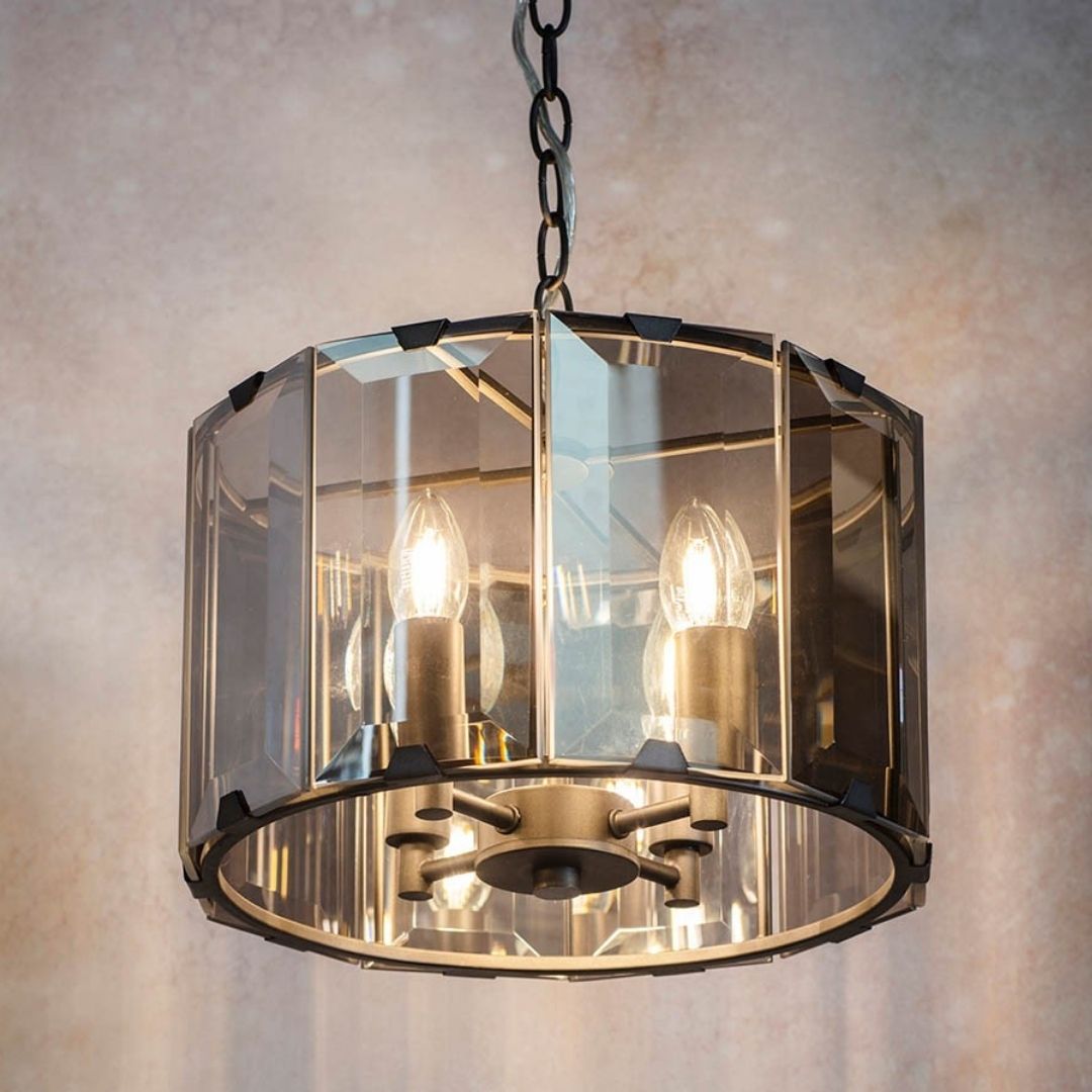 Clooney 4 Light Smoked Glass Pendant Ceiling Light