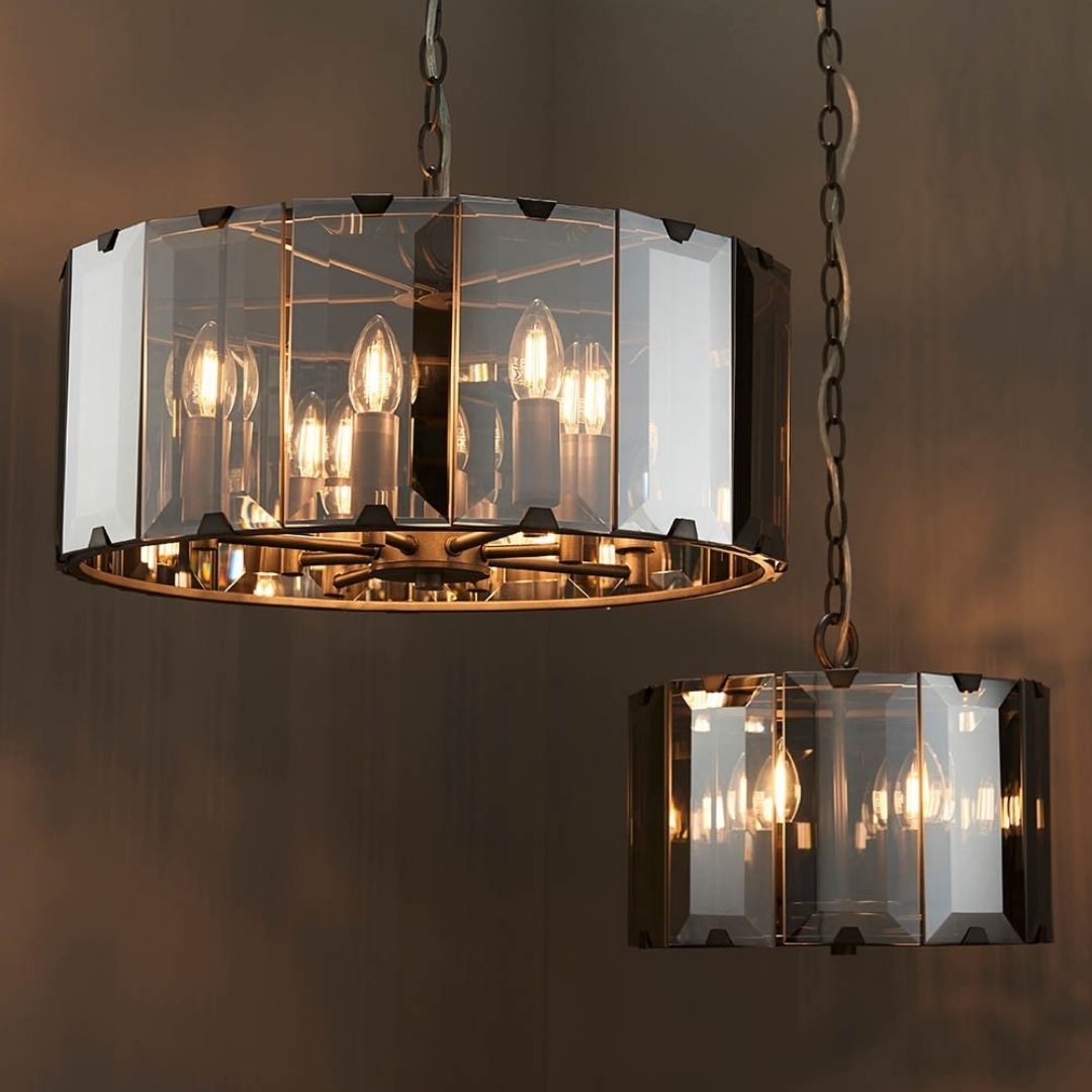 Clooney 4 Light Smoked Glass Pendant Ceiling Light