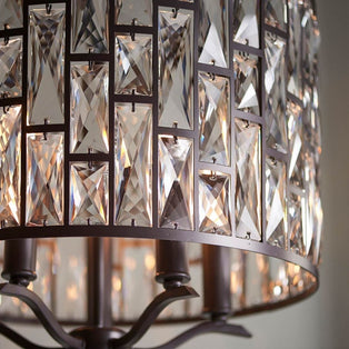 Belle 5 Light Dark Bronze & Crystal Pendant Ceiling Light