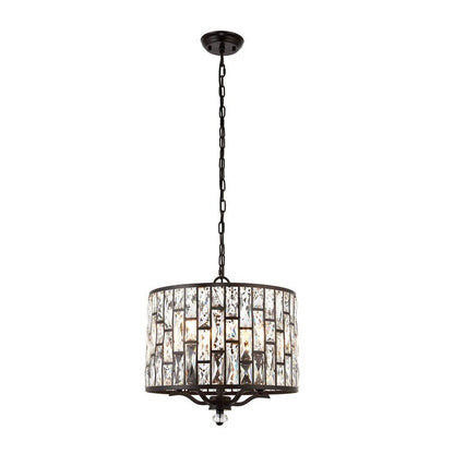 Belle 5 Light Dark Bronze & Crystal Pendant Ceiling Light